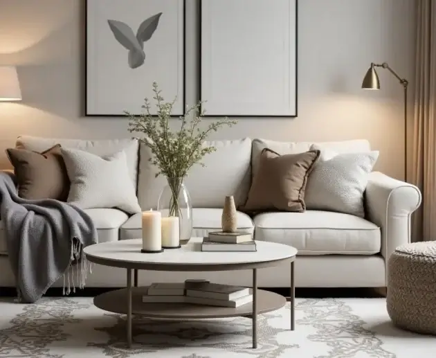 Cozy living room with budget-friendly modern decor.