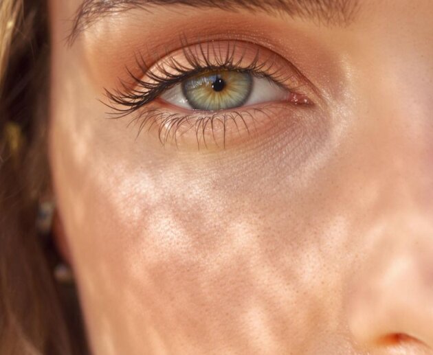 Close-up photograph of a woman with fresh natural eye makeup.