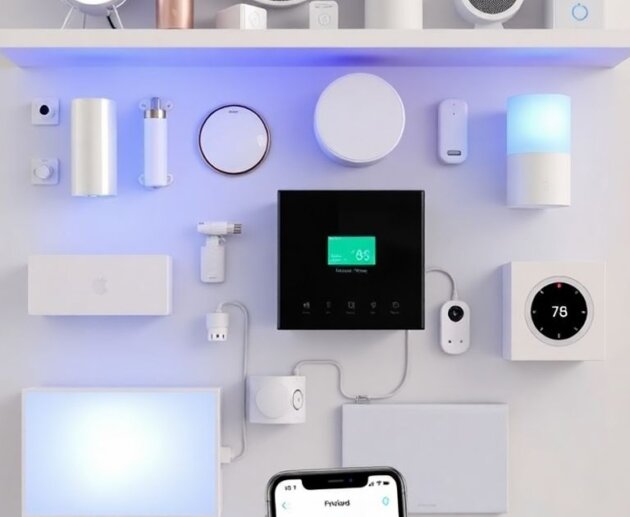 Smart home devices connected and controlled in a modern setting.