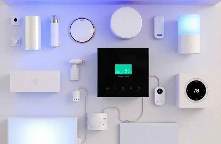 Smart home devices connected and controlled in a modern setting.