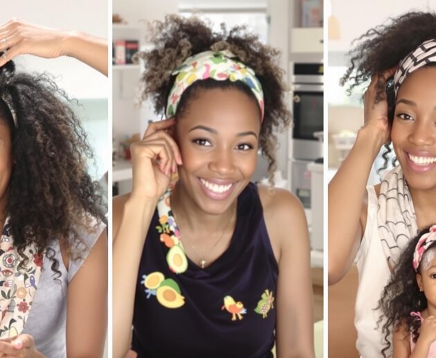 People styling hair with natural ingredients and accessories at home.
