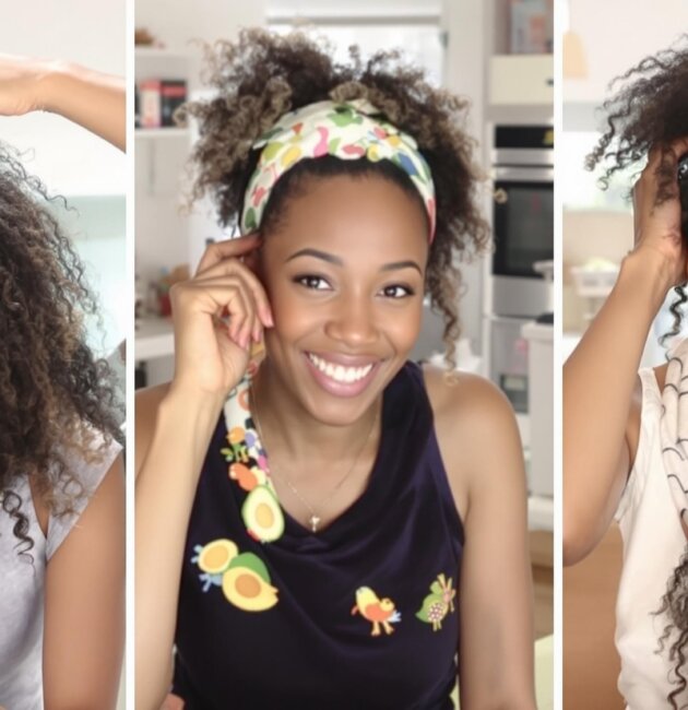 People styling hair with natural ingredients and accessories at home.