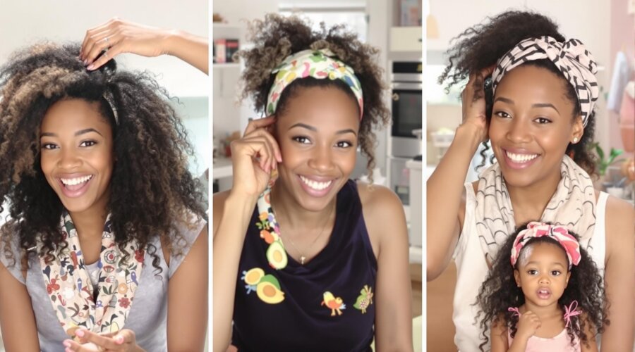 People styling hair with natural ingredients and accessories at home.