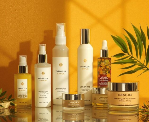 Indian skincare products displayed vibrantly with natural lighting and colors.